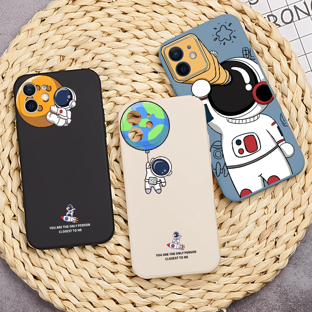 Cute Planet Astronaut Phone Case For iPhone 13 12 11 Pro Max Mini XS Max Back Cover For iPhone 8 7 6S Plus 6 7 8 XR X XS SE 2020