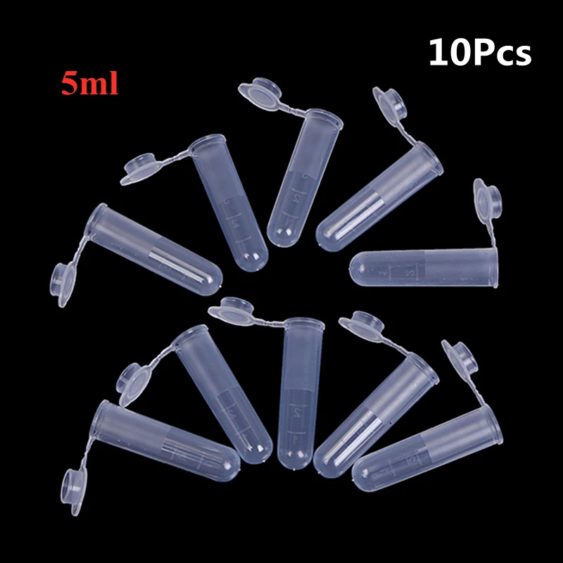 

Прозрачная микропластиковая пробирка 10 шт./лот 5 мл, пробирка, центрифуга, флакон с защелкой, контейнер для лабораторных образцов, школьные п...