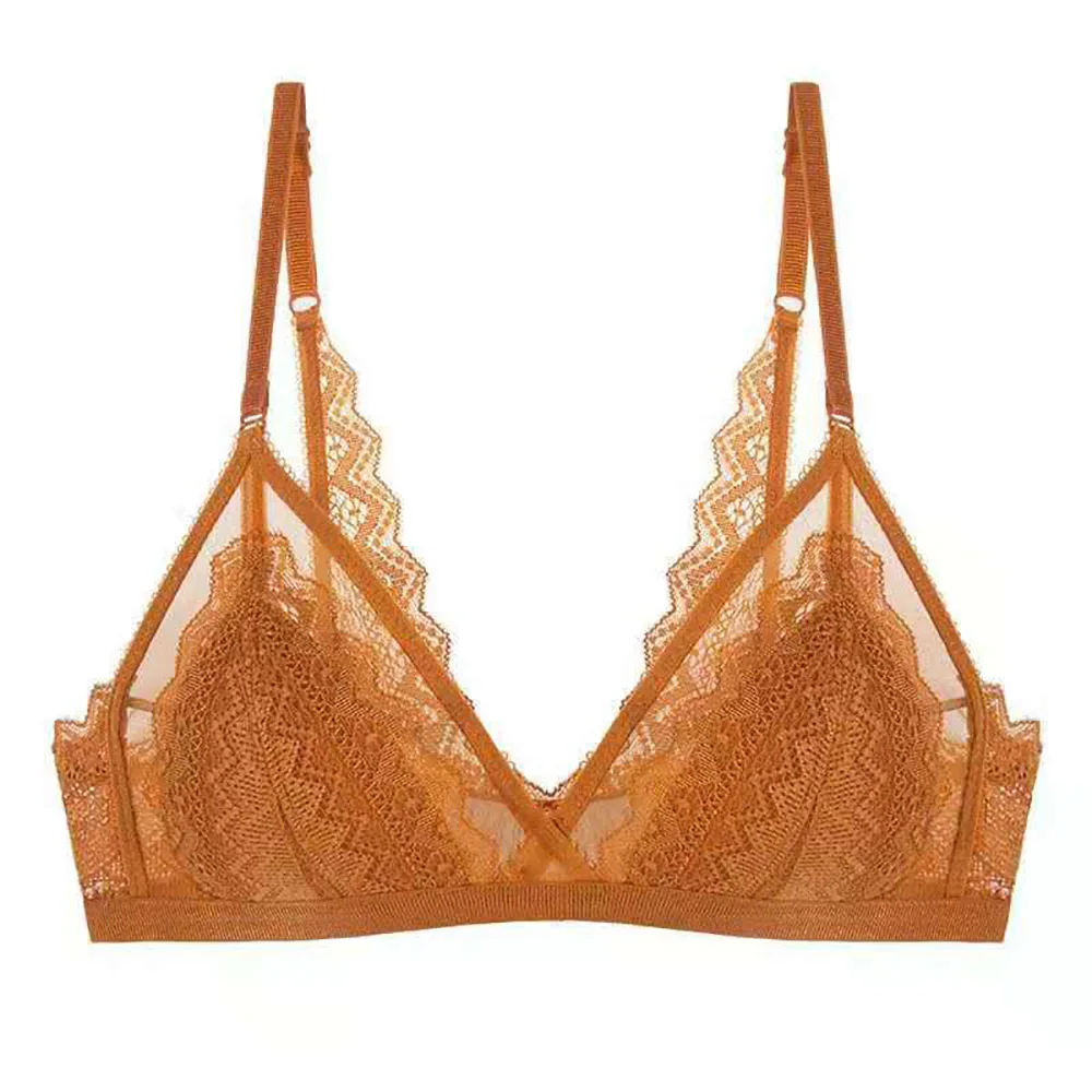 

Bras Wishes Thin Bras Lace Underwear With Small Chest Sexy Stylish Simple Triangle Cup Gathered Fashionable Skin Friendly Bras