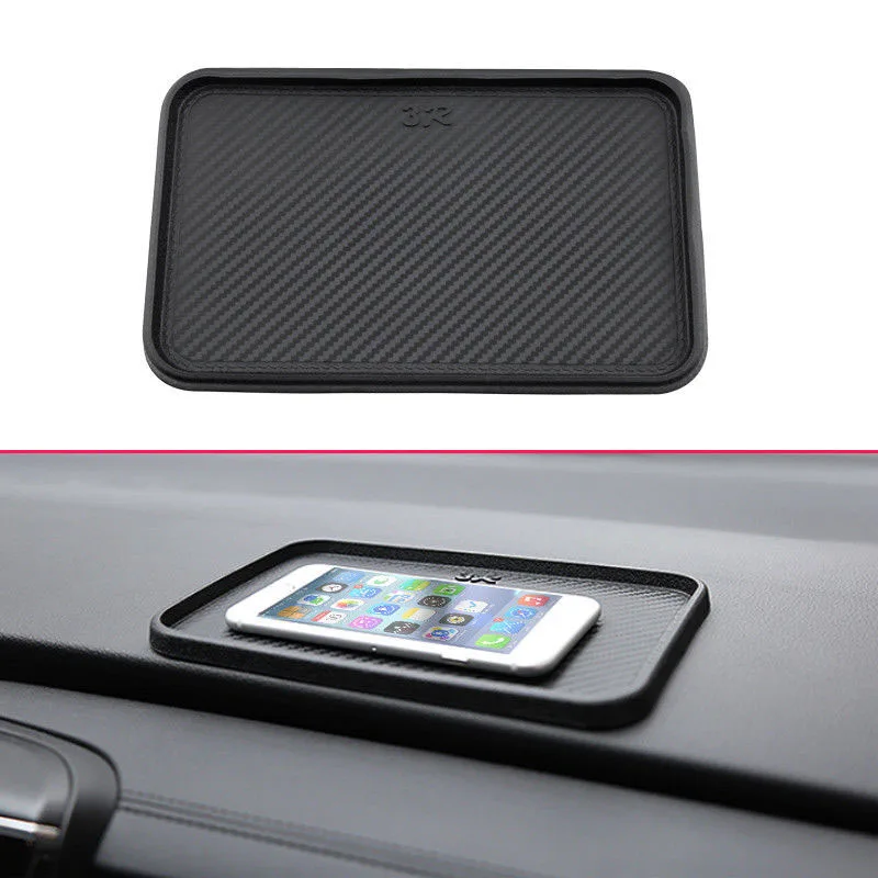 

Universal Car Black Car Front Dashboard Silicone Non-Slip Storage Catcher Pad Mat 200x128mm Interior Accessories For BMW Ford