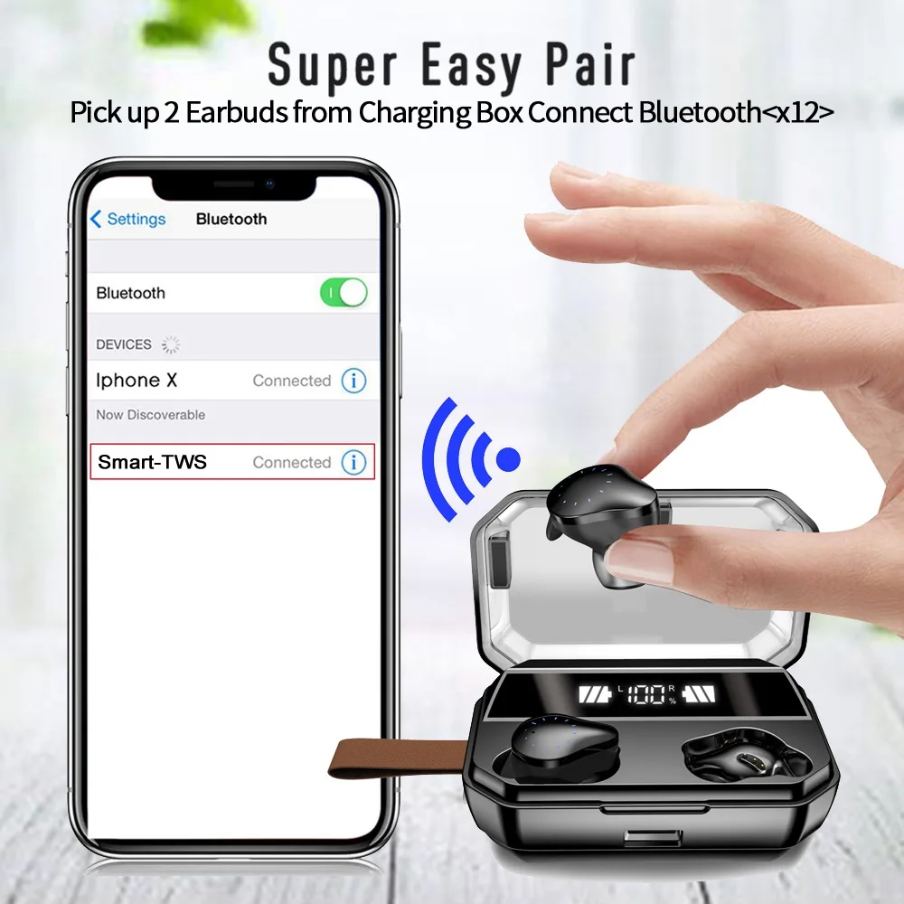 Фото Bluetooth наушники X12 TWS беспроводные bluetooth гарнитура IPX7 водонепроницаемые Bluetooth наушники X12 TWS беспроводные bluetooth гарнитура IPX7 водонепроницаемые
