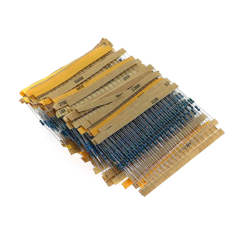 

Boxed 600pcs/30 kinds/specification 20pcs each 1% color ring precision resistor 1/4W metal film resistor package