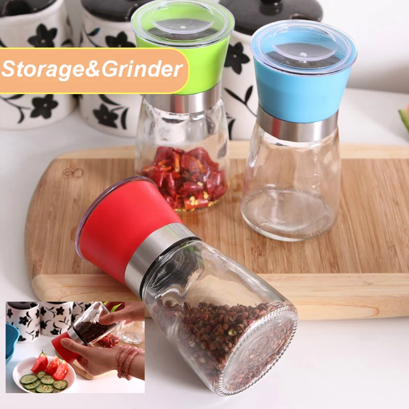 

Kitchen Spice Organizer Glass Sugar Bowl Salt Pepper Grinder Spice Mills Spice Grinder Transparent Seasoning Box сахарница