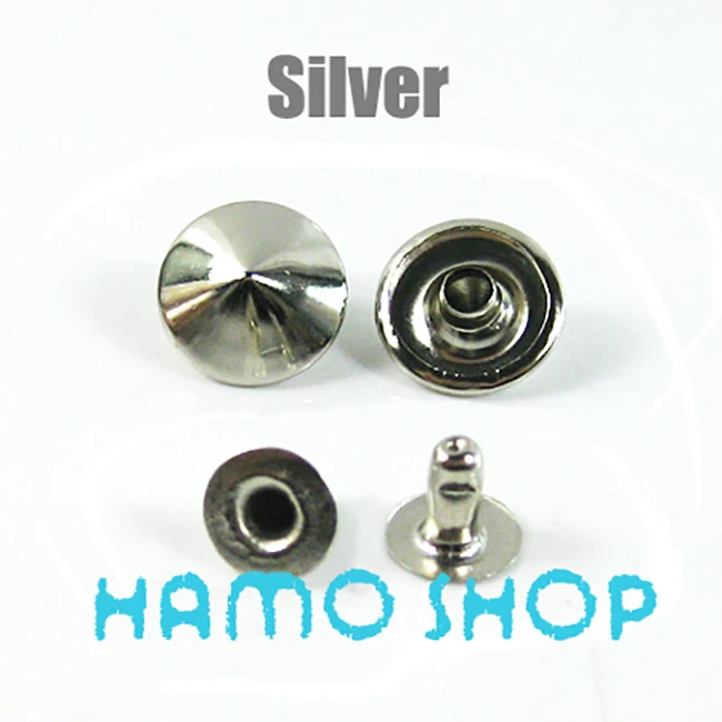 Cone Silver 100 шт, все размеры, Стильные Заклепки с шипами, пятна, голова гвоздика, панк-рок, сделай сам, кожа, ремесло, для одежды, сумки, обуви, части, украшения - Цвет: Cone Silver