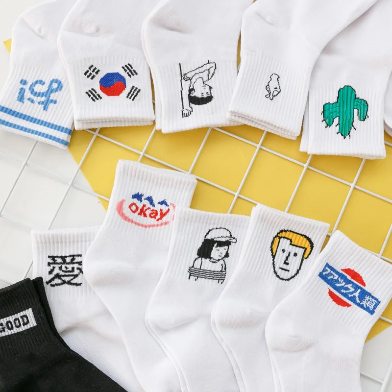 

Cartoon Printed Woman Socks Cotton Cute Short Socks Harajuku Casual Girl Sock Funny Fashion Japanese Korean Female Sox