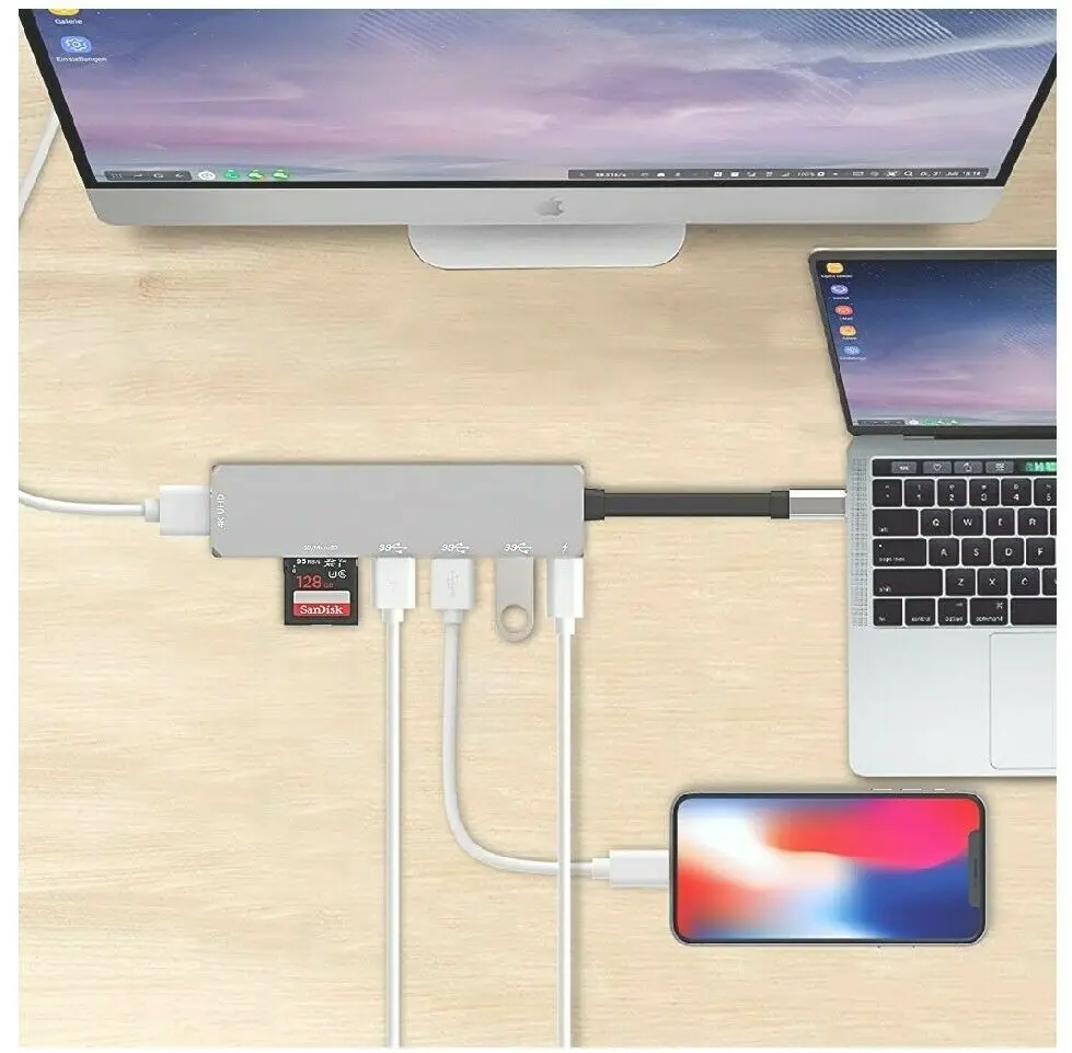 USB C концентратор, многопортовый адаптер INPHER 7 в 1, портативный Космический алюминиевый ключ... (art.: 3920ba522eeaf) - 3920ba522eeaf