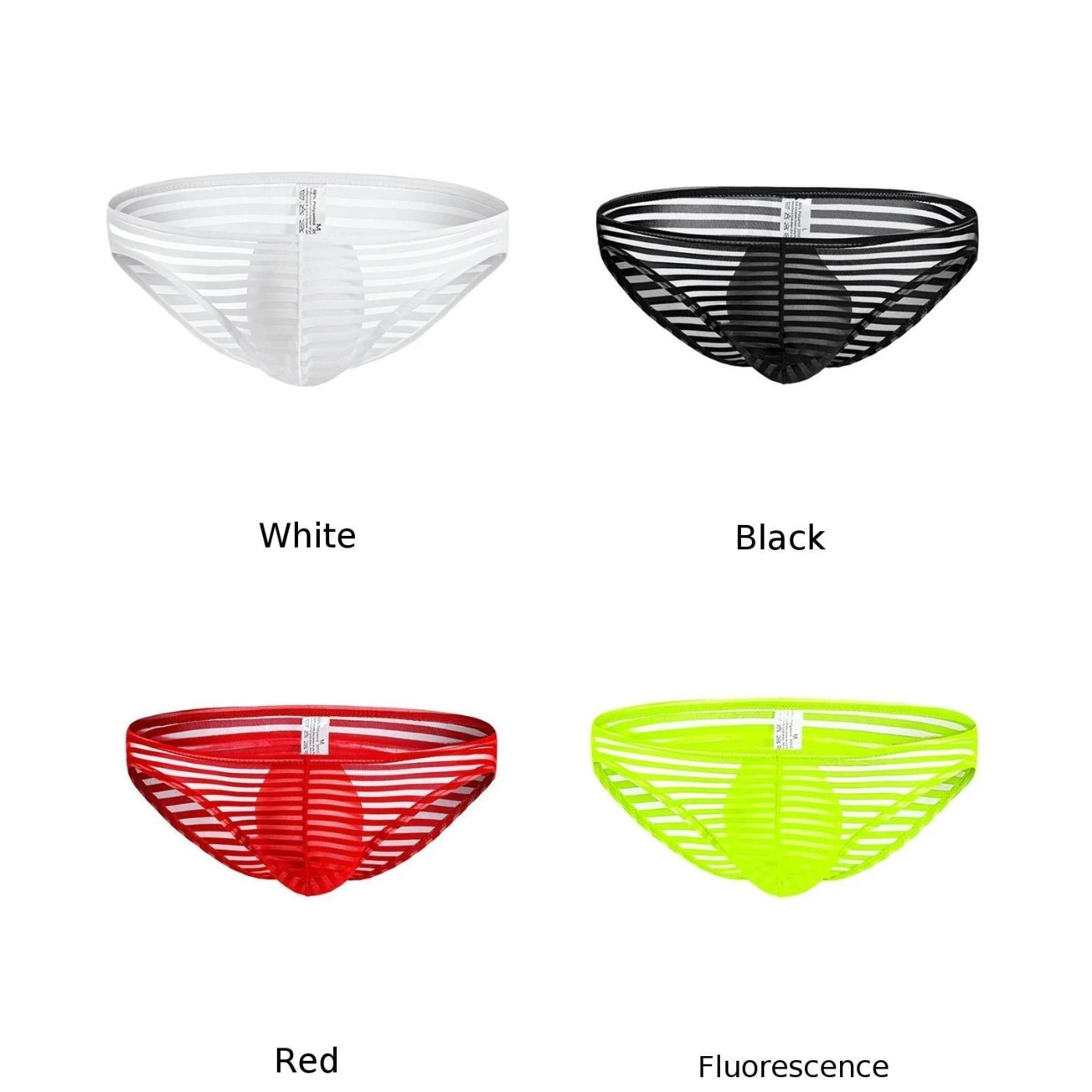 

Mens Sexy Briefs Sheer Mesh See-through Striped Pouch Underwear Panties Lingerie