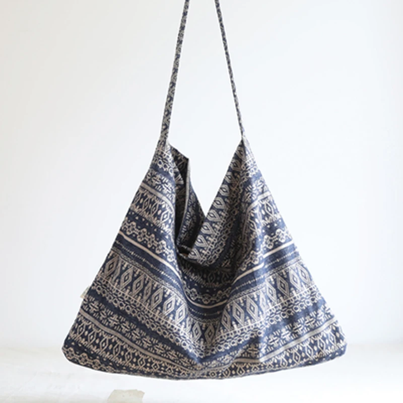

Женская сумка из натурального хлопка в богемном стиле, льняная, Большая вместительная, мягкая, через плечо