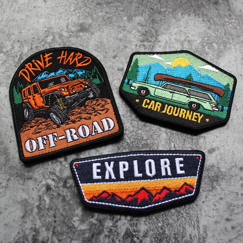 EXPLORE-Нашивки с вышивкой для одежды Рюкзак Аппликация Диск Жесткий внедорожный