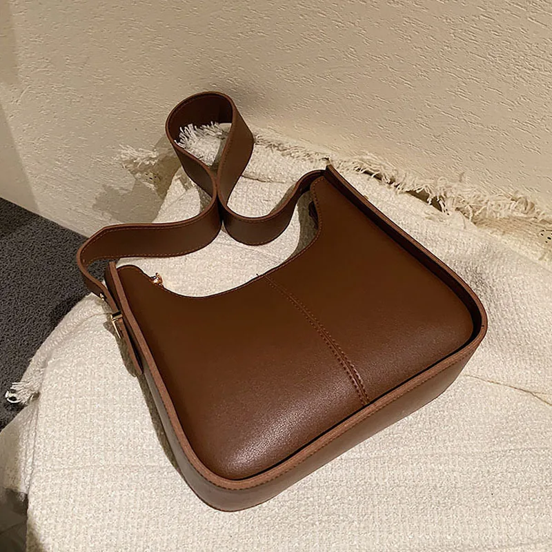 

Роскошные сумки на плечо для женщин, качественная кожаная сумка через плечо с регулируемым ремешком, Женские Ретро ранцы, сумки с широким ре...