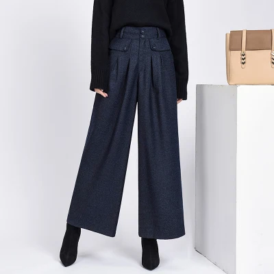 

2020 Autumn And Winter Pants Women High Waist Gray Office Pants Fashion Trousers Womens Culottes Casual Harem Pants Woman