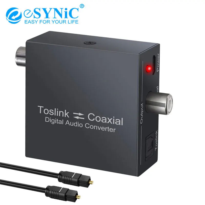 ESYNiC 192 кгц цифровой аудио конвертер адаптер оптический SPDIF Toslink для коаксиального