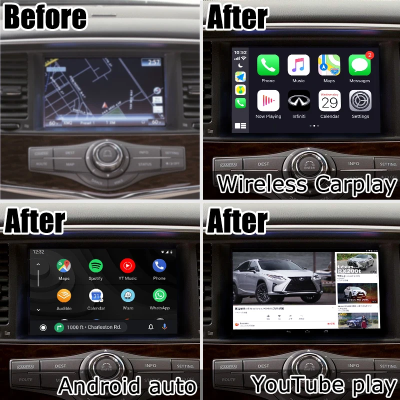 Система GPS навигации Lsailt Android для Infiniti QX80 / QX56 Y62 2012 2017 с G Q70 QX50 QX60 QX70 и др. youtube waze|gps
