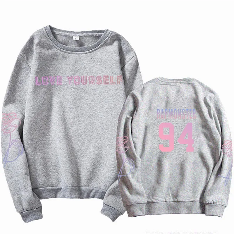 Jung kook suga v love yourself худи унисекс casual Корейская повседневная кофта с капюшоном kpop bangtan толстовка для мальчиков - Цвет: Sweatshirt gray 94