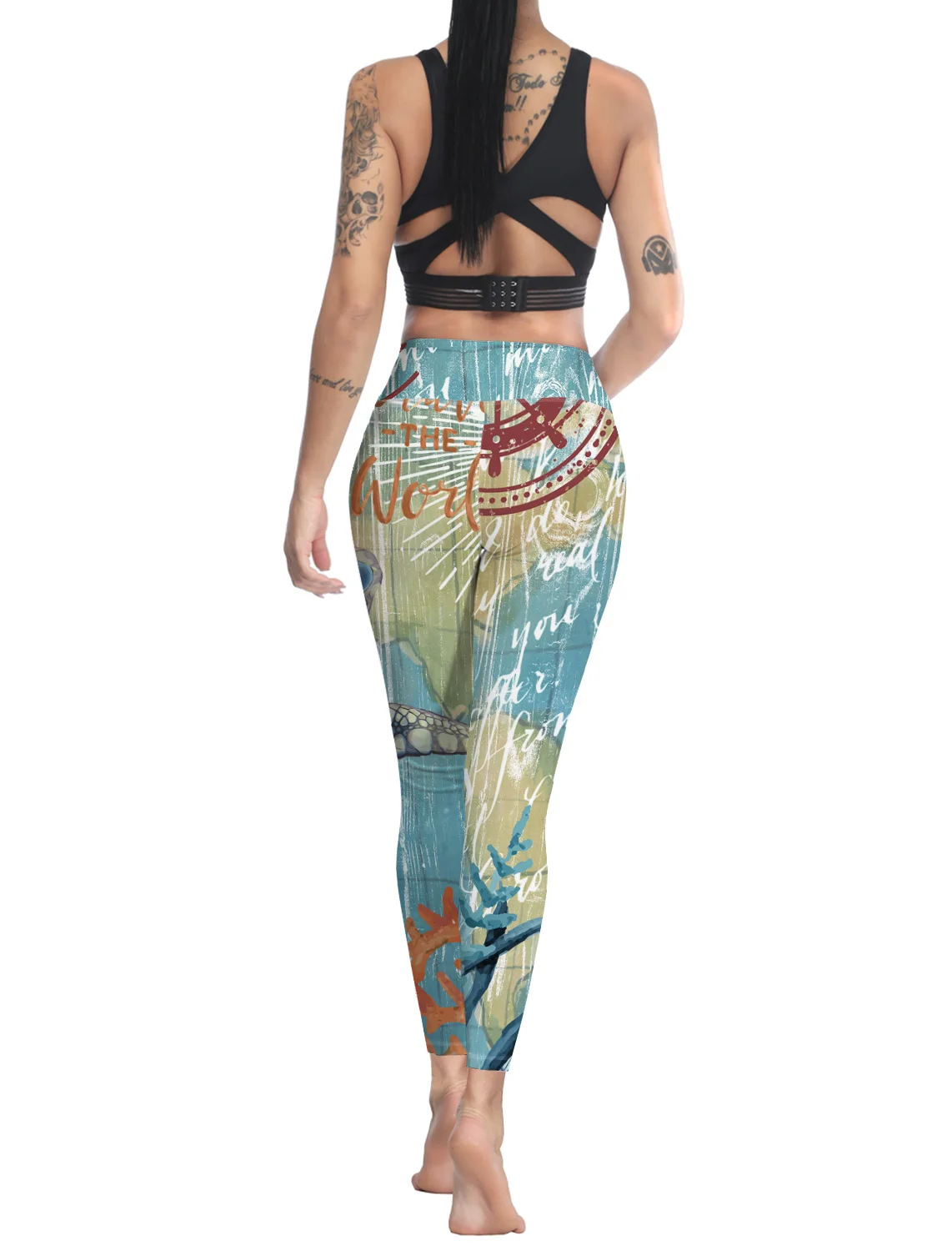 Повседневные леггинсы с морской тематикой серия морских обитателей женские