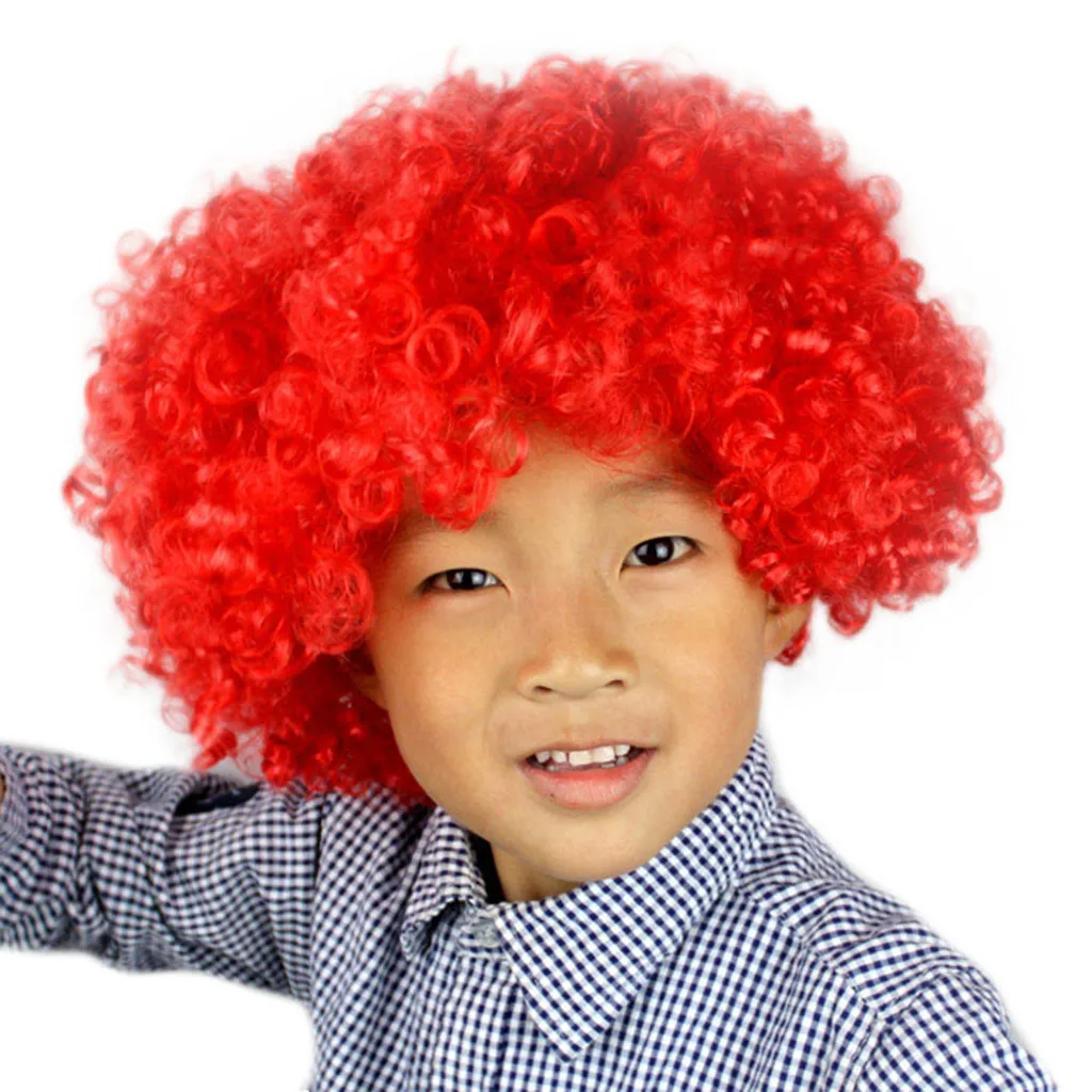 New Funny Party Wig Big-haired Curly Hair Disco Rainbow Afro Clown wig Football Fan Adult Child Costume Party Soccer Fans Wig images - 6