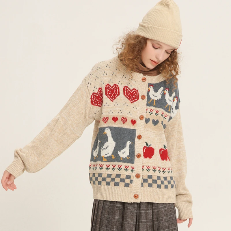 Женский трикотажный жаккардовый кардиган MERRY PRETTY теплый вязаный свитер с длинным