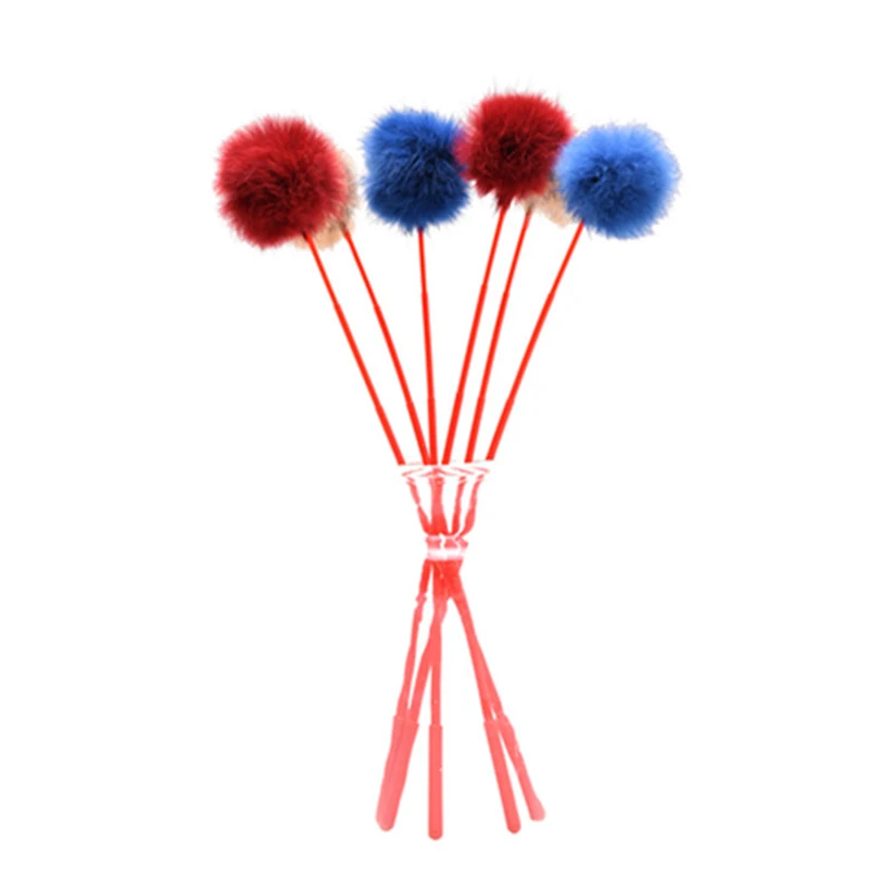 

1pc Pet Cat Teaser Toys Feather Wand Cat Catcher Pom Pom Teaser Stick Cat Interactive Toys Rod Toy for Cats Kitten