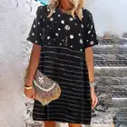 Женский полосатый сарафан VONDA, повседневное свободное платье размера плюс с коротким рукавом и круглым вырезом в богемном стиле, лето 2019