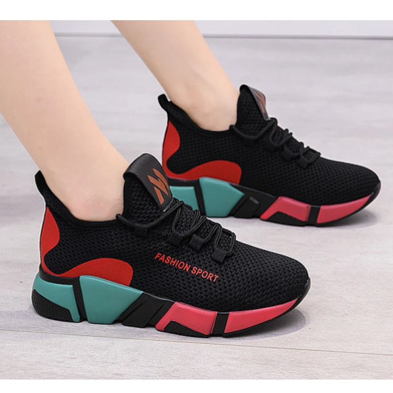 

2022 Vulcanized Shoes Women Casual Lace Up Shallow Sneakers Women Trainers Breathable Black Sneakers Women Shoes Chaussure Femm