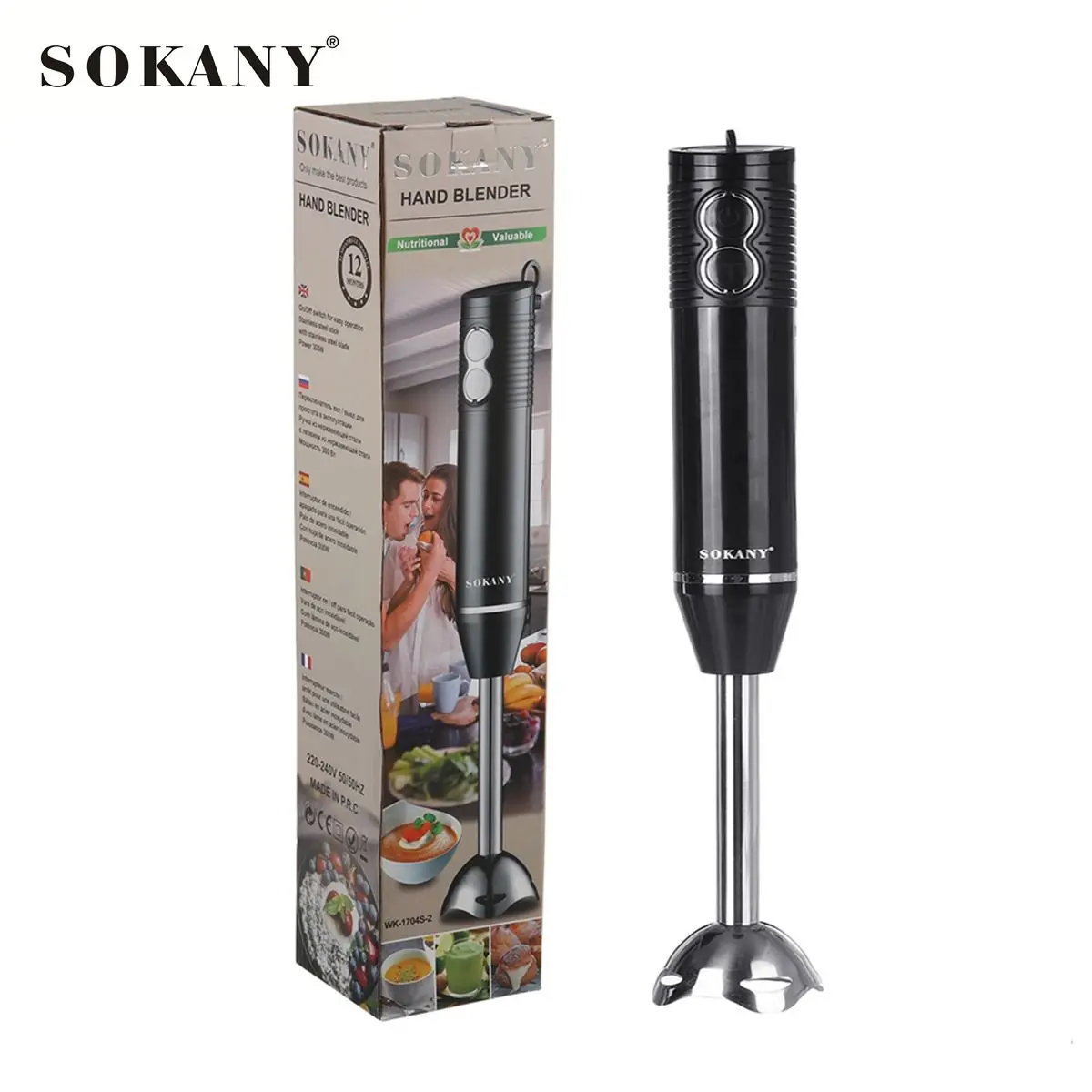

Погружной ручной блендер SOKANY 3 в 1 из нержавеющей стали, миксер, 2 скорости, электрическая пищевая овощерезка, измельчитель для кухни, измельч...