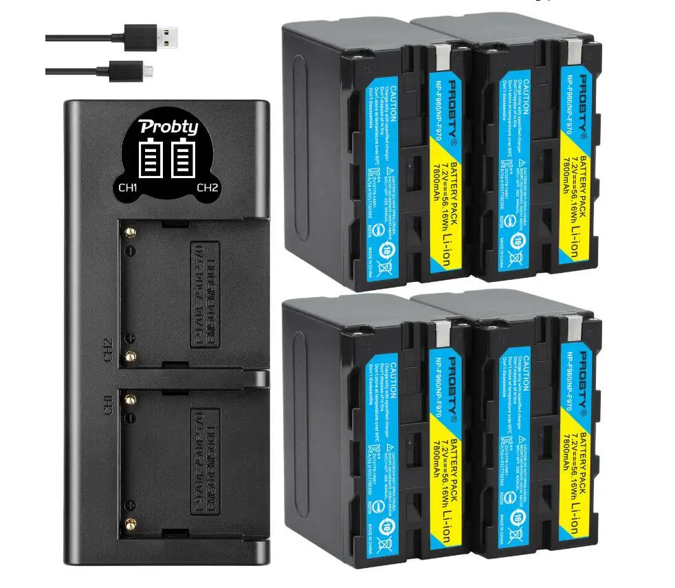 4BatteryWithCharger NP F960 NP F970 NP-F960 NP-F970 F950 Батарея+ светодиодный USB Зарядное устройство для sony PLM-100 CCD-TRV35 MVC-FD91 MC1500C L10 TR555 VX2200E D77 - Цвет: 4BatteryWithCharger