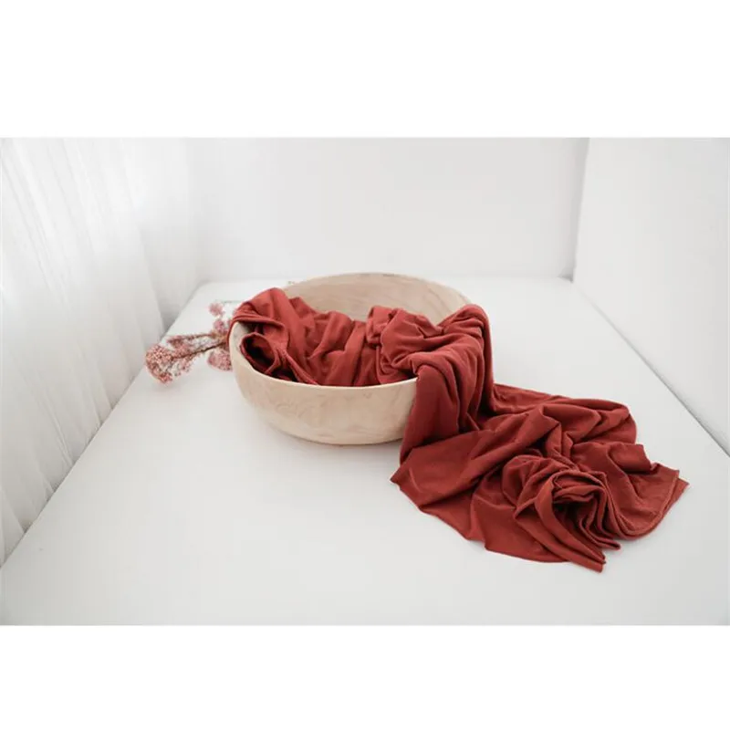 wine red Super Comfortable Newborn Stretch Wrap Baby Filler New Photography Pic Shooting Baby Basket born Blankets Baby Swaddle Newborn - Color: wine red