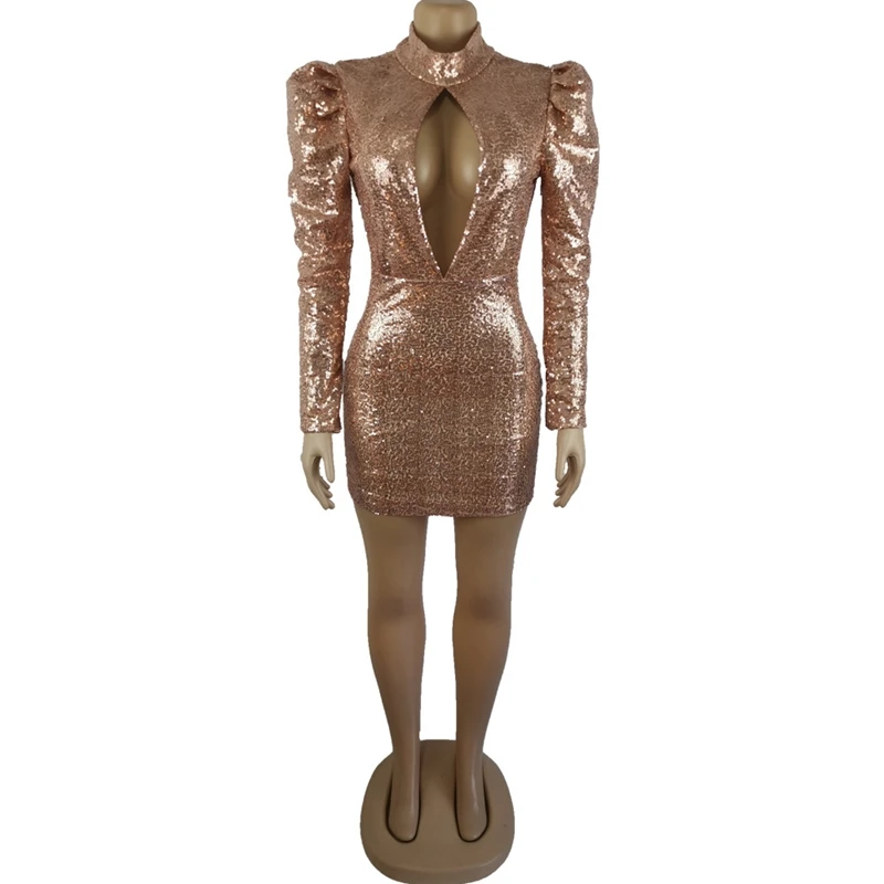 

Robe Sexy Femme 2021 Long Sleeve Sequin Dresses For Women Party Night Hollow Out Backless Bodycon Dress Mini Club Outfits Prom