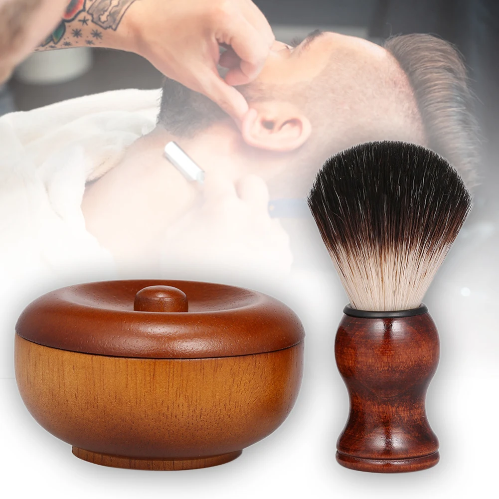 

Wooden Soap Bowl Home Cleaning Men Shaving Kit Beard Brush Facial Care Trimming Bathroom Hair Removal Travel Tool Grooming