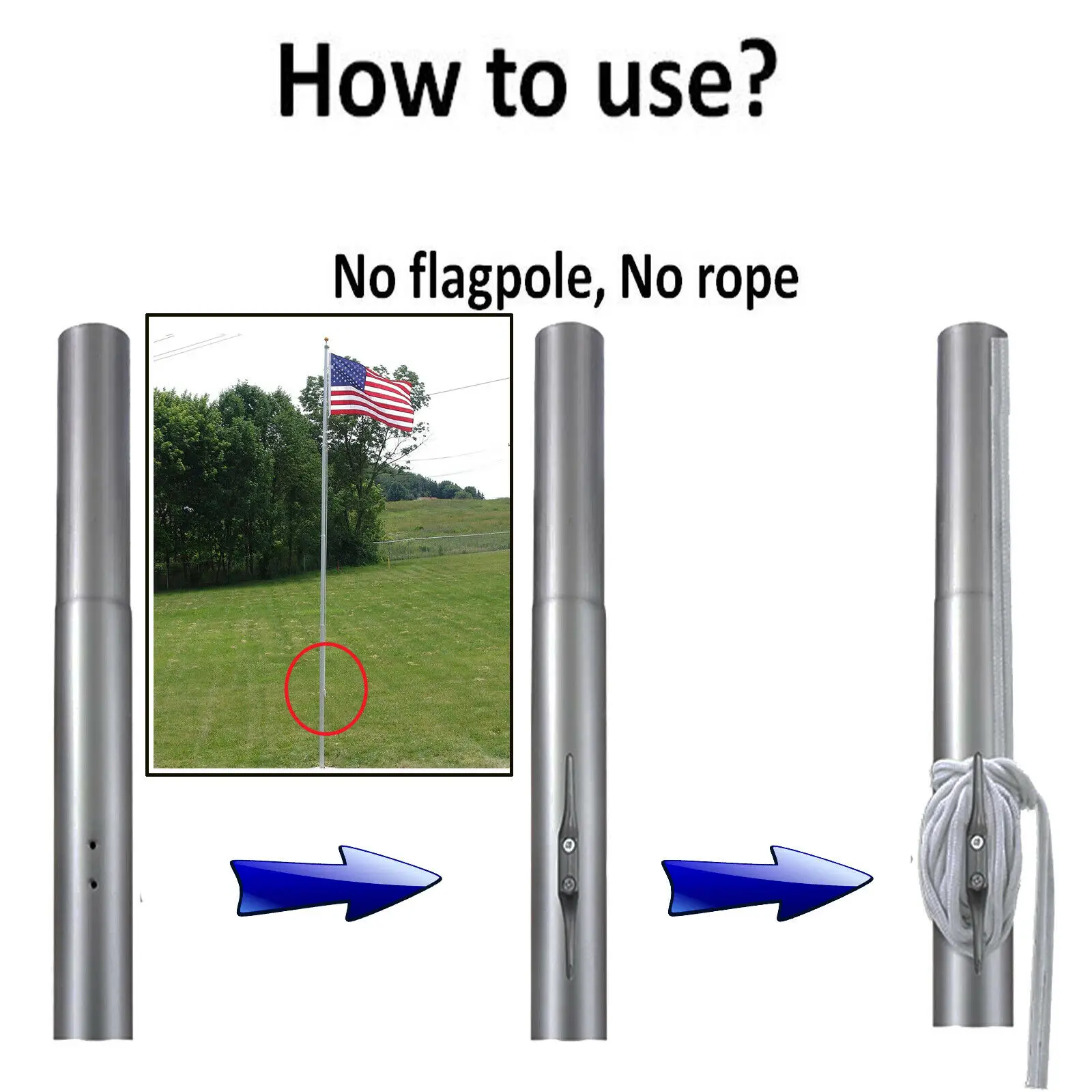 6-дюймовый веревочный крючок для стойки флага с защитой от ржавчины сверхпрочный