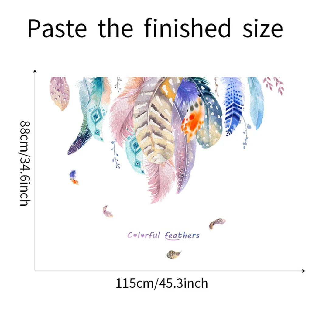 

Colored Wall Sticker Decal Decor Decoration Feather Living Room Moveable