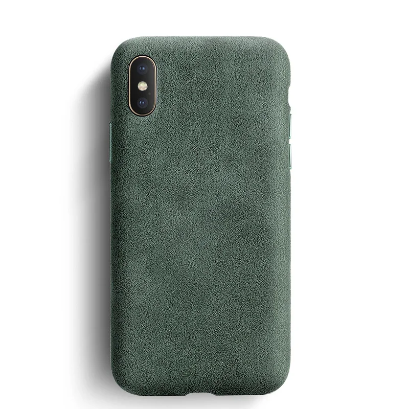 Dark green SanCore для iPhone X XS Max чехол для телефона кожа Полная защита Алькантара бизнес кожа Роскошный телефон оболочка замша задняя крышка - Цвет: Dark green