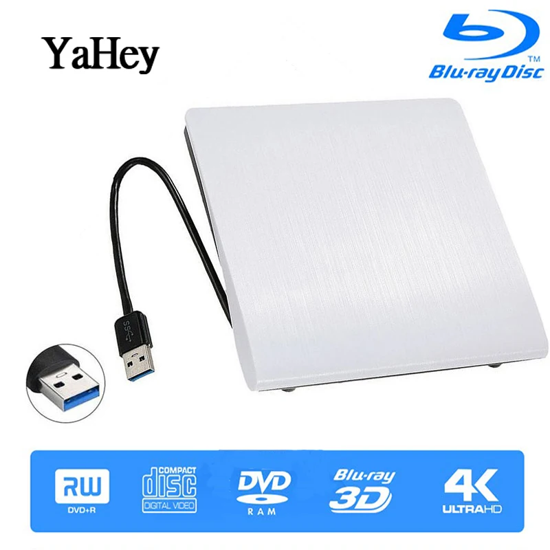 Blu-ray проигрыватель Внешний USB 3 0 DVD привод воспроизведение 3D фильмов 25 г 50 BD-ROM CD/DVD RW