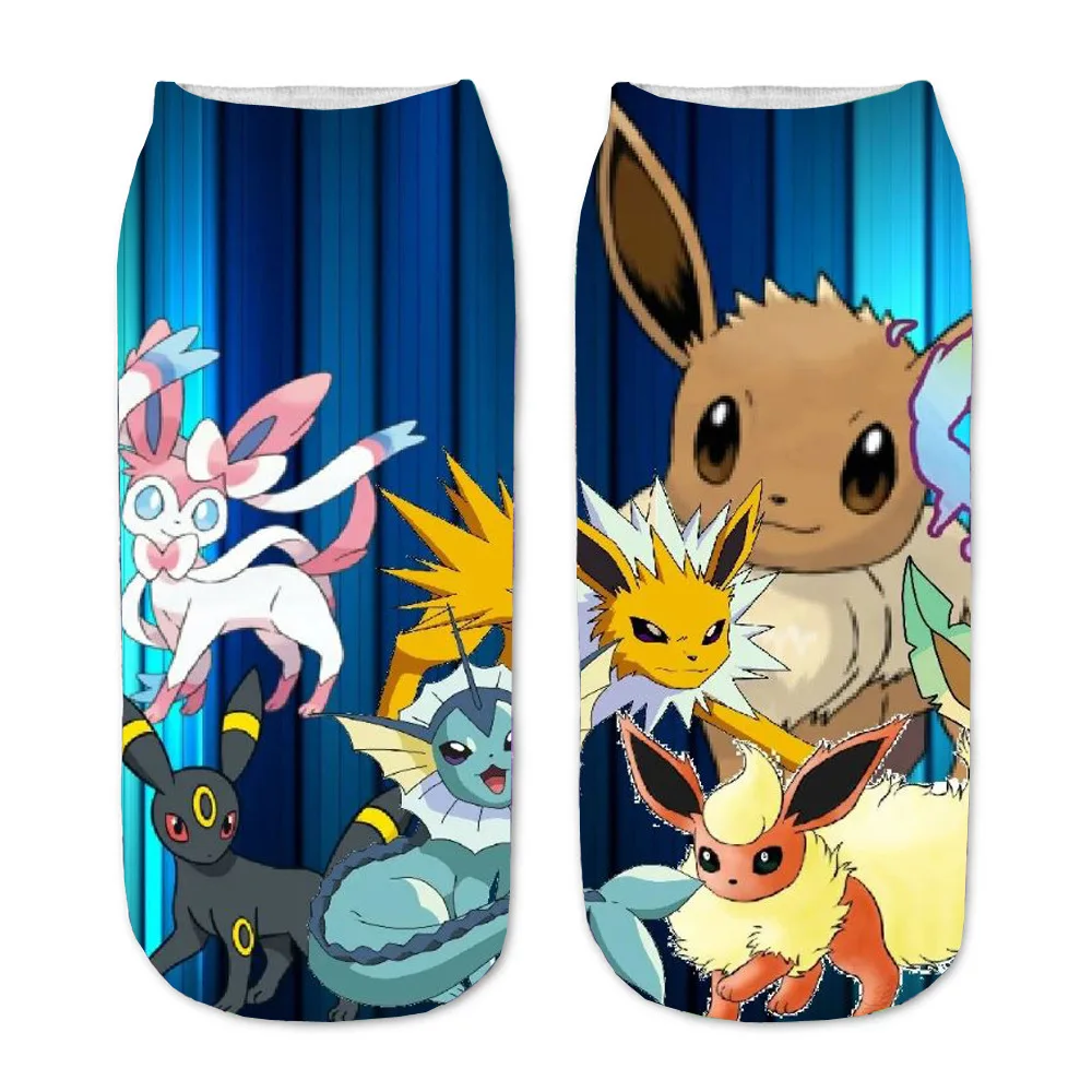 Новые детские носки Pokemon Pikachu со 3D-рисунком аниме Фигуры, милые носки для косплея для мальчиков и девочек из хлопка короткого кроя подарок 22см*7.8см.