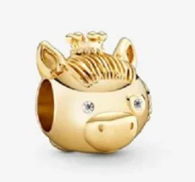 

2021 NEW 100% 925 Sterling Silver golden DIY Bead crown Chinese Zodiac Pig cat Beads Fit Pando Bracelet & Necklace DIY Jewelry