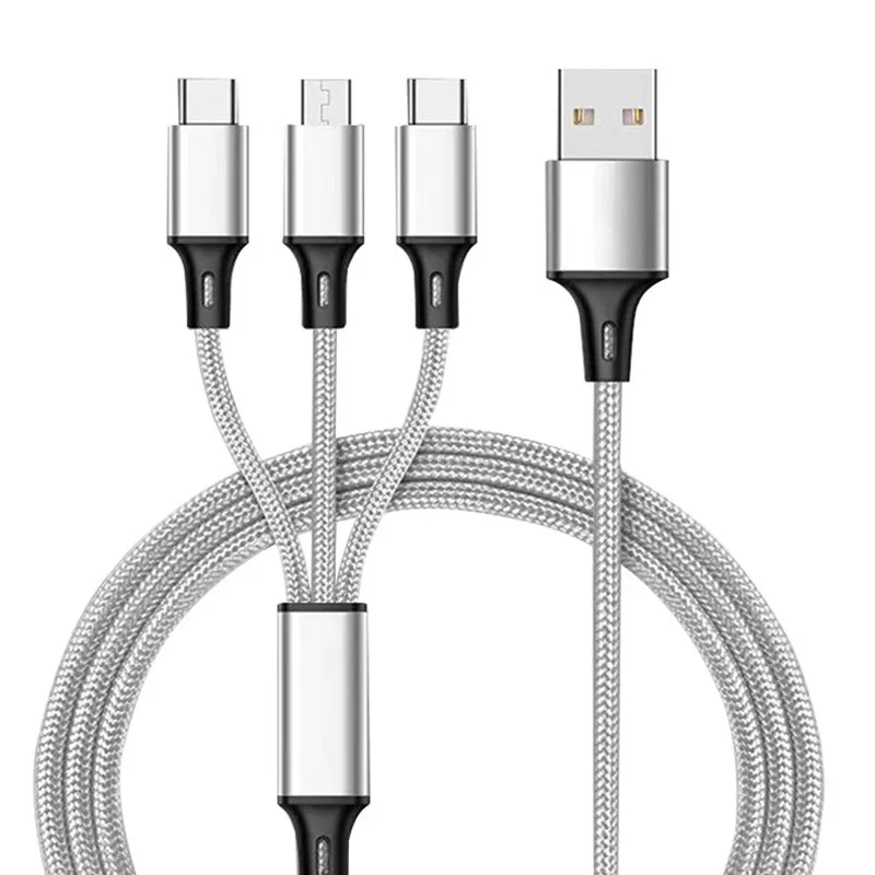 Data Line 3 in 1 cable For Android iphone Type-c Mobile Phone Multi-function Usb One Dragging Three Charge Cable | Мобильные