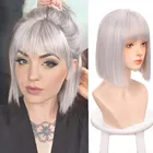 Парик для косплея HOUYAN, короткий, прямой, волнистый, серебристый