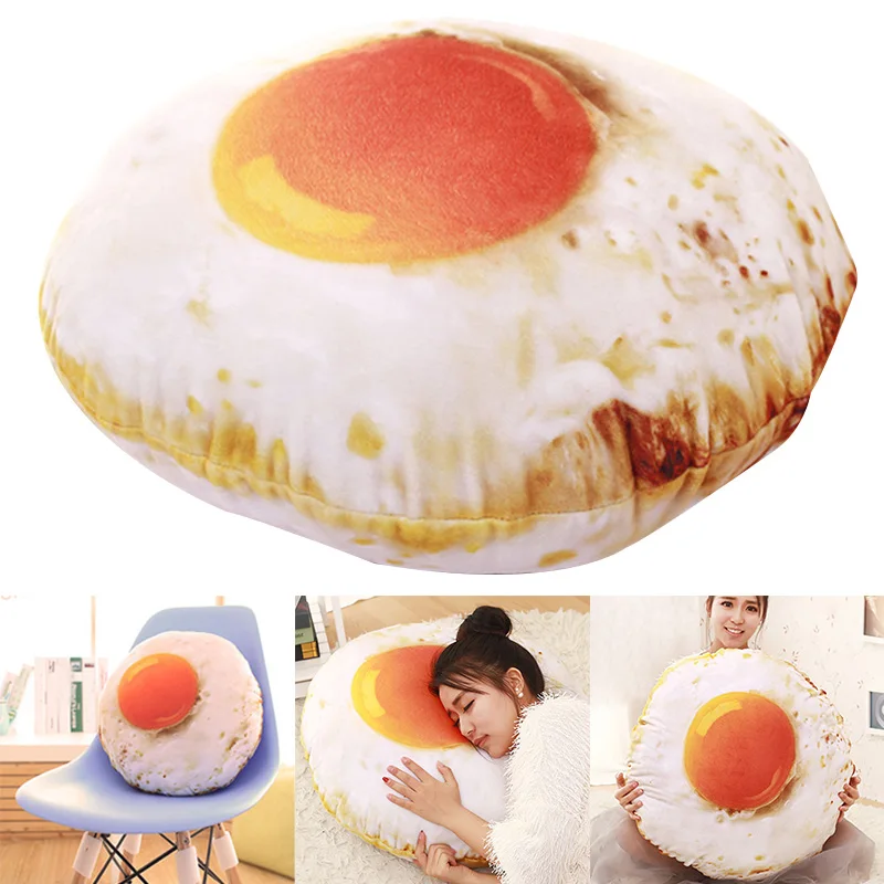 

3d Novelty Throw Pillows Soft Food Plush Funny Stuffed Plush Housewarming Party Poached Egg Pillow Egg Pillow