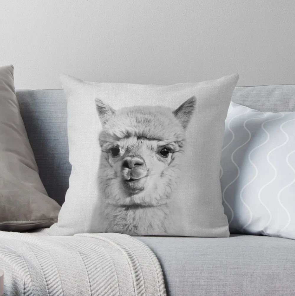 

Alpaca - Black & White Throw Pillow Pillow Case Polyester Home Decora Pillowcases Throw Pillow Case