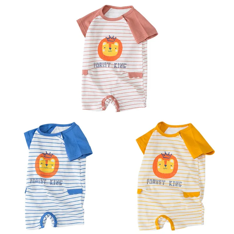 Летние комбинезоны для мальчиков и девочек с принтом животных Детский