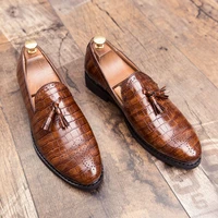 mens tassel loafers brown business mens shoes large size 48 luxury dress shoes casual slip on crocodile leather shoes for men