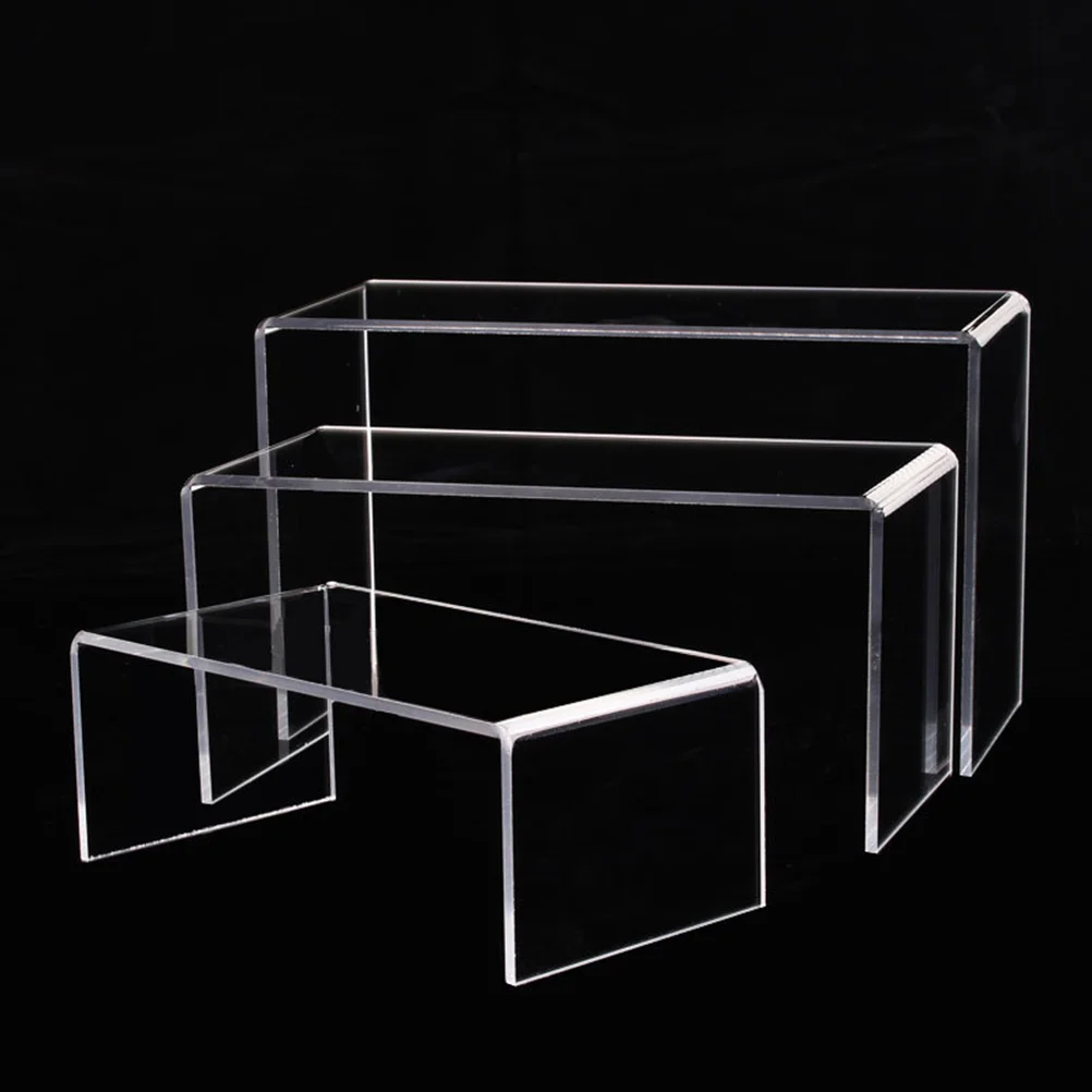 

3PCS Acrylic Display Shoe Risers Clear Retail Display Stand U Shaped Shelf Showcase Rack for Bag Cosmetic (S/M/L)