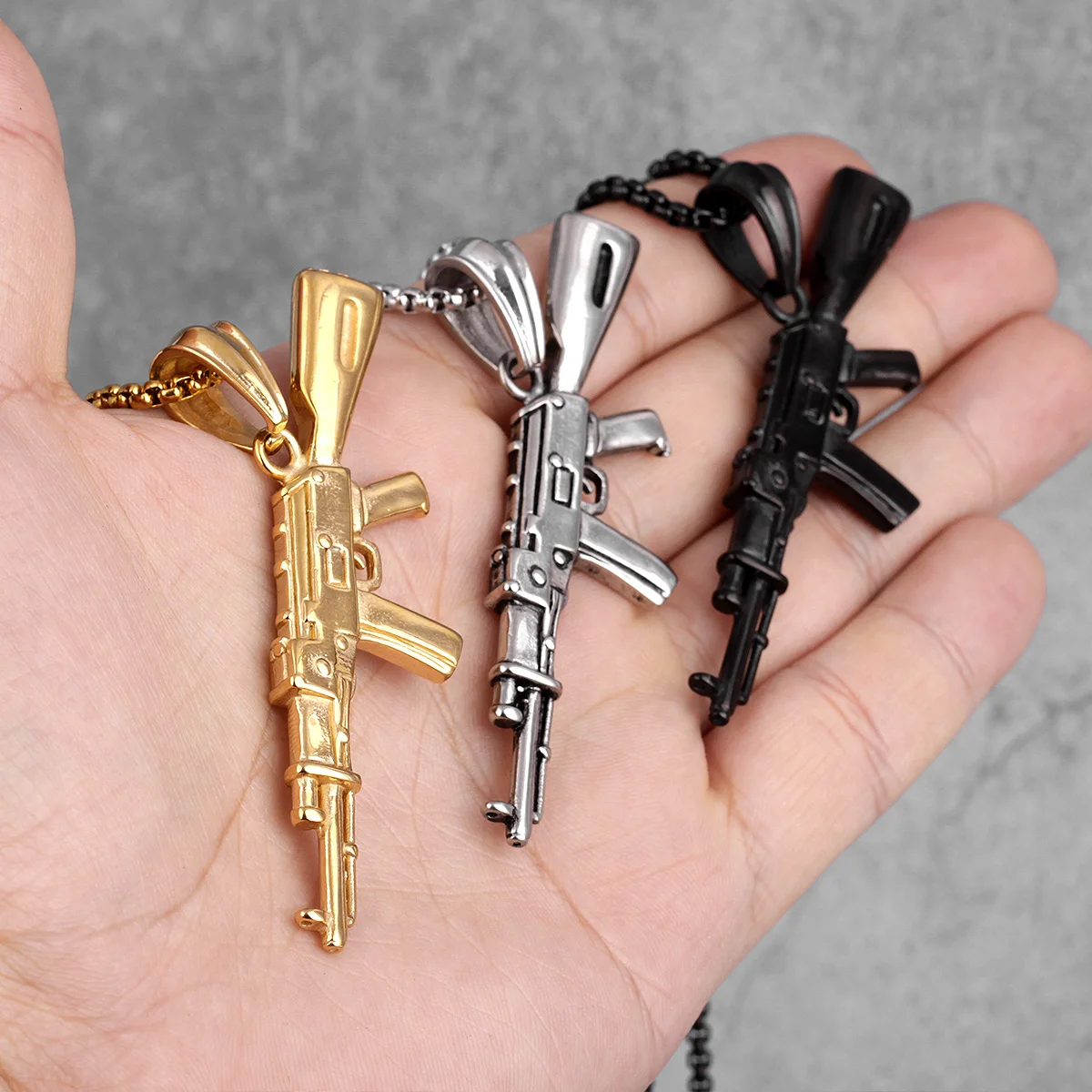 Цепочка AK47 из нержавеющей стали для мужчин Ювелирное Украшение золотистого и