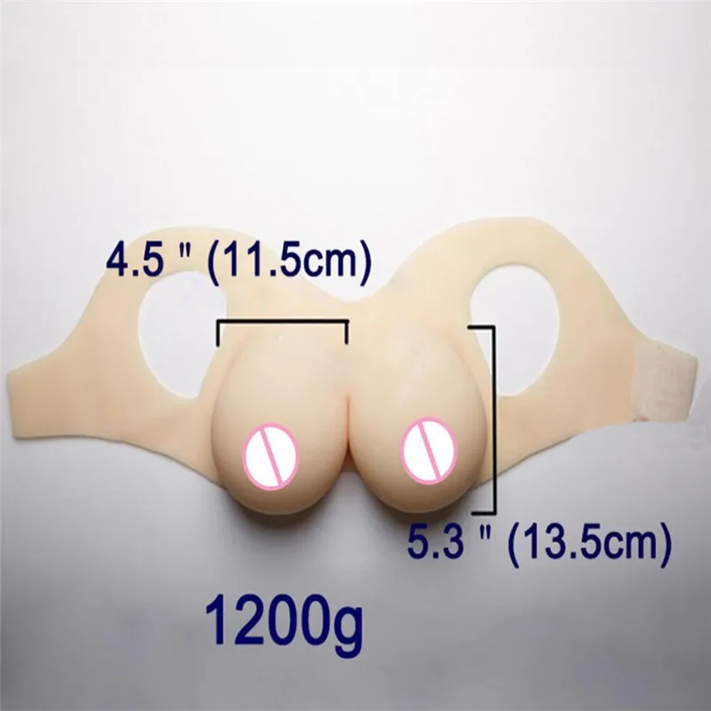 2020 1200g Realistic Silicone Breast Forms Soft Fake Boobs For Crossdresser Artificial Breasts Skin Drag Queen Transgender Gift