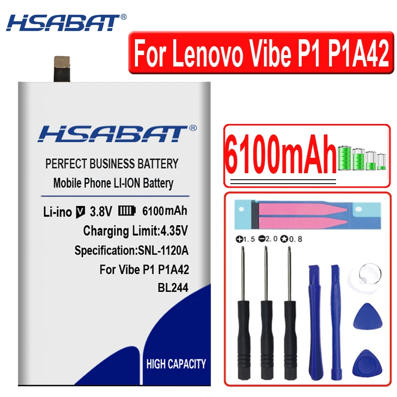 Аккумулятор HSABAT bl104 6100 мАч для Lenovo Vibe P1 P1A42 P1C58 P1C72|Аккумуляторы мобильных