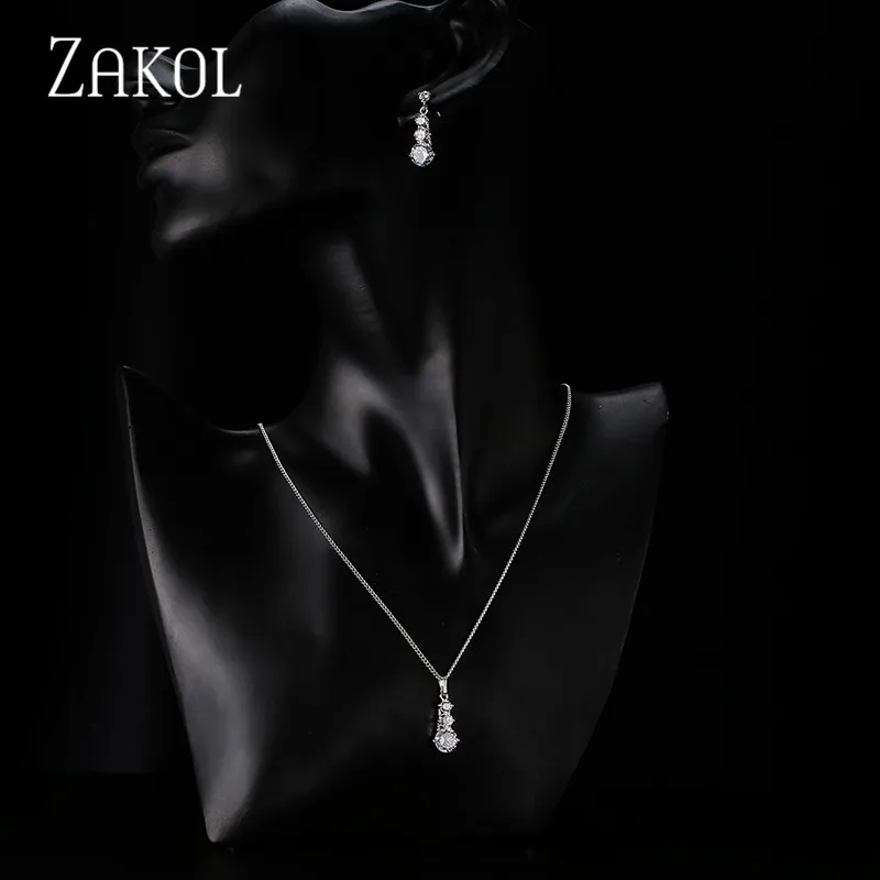 Комплект из колье и серёг с фианитом|Ювелирные наборы| |