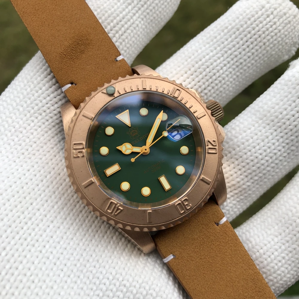 

STEELDIVE 1953S Germany CuSn8 Bronze Mechanical Men's Watches Leather Sapphire Glass Watch NH35 Automatic Bronze Watch Dive 300m