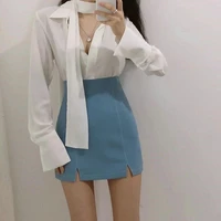 mini skirts women irregular solid stretchy korean style trendy chic high waist female bottom popular spring summer autumn s xl