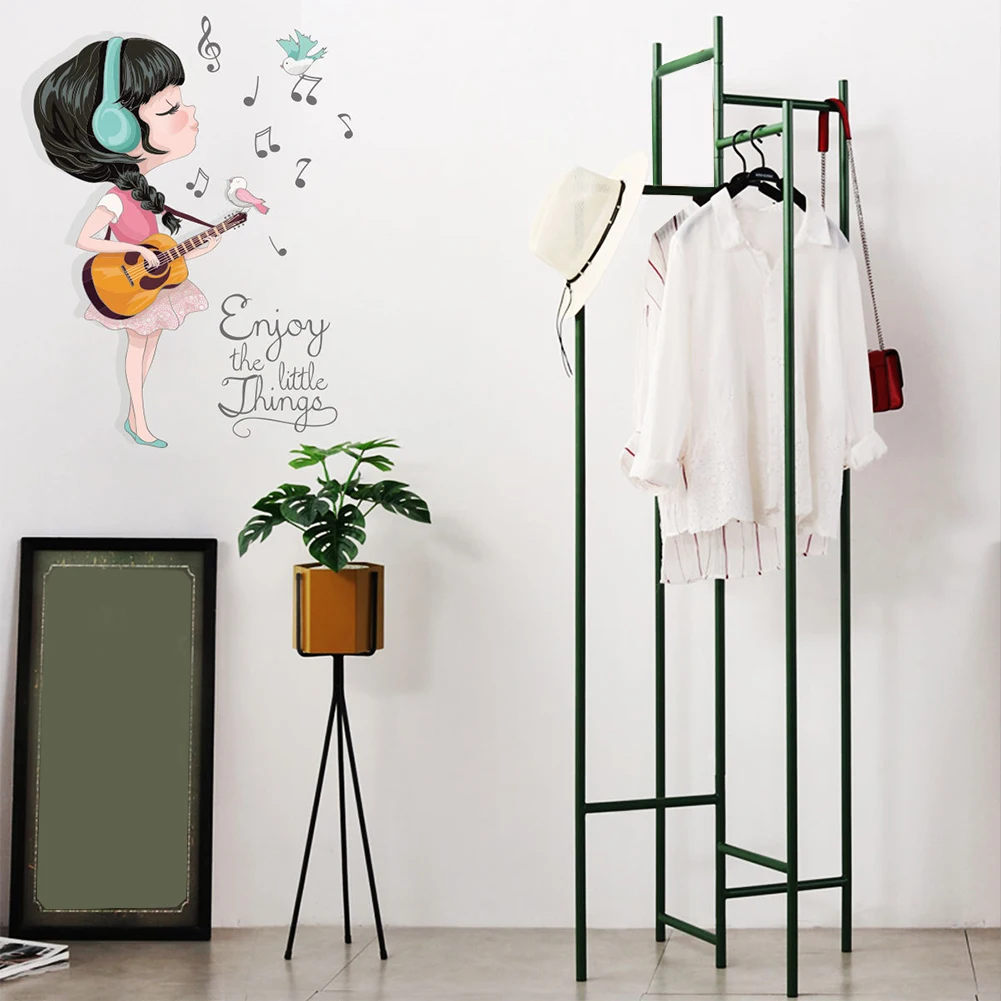 

Beautiful Guitar Girl Music Wall Stickers DIY Carton Guitar Kids Wall Decals For Kids Room Baby Bedroom Nursey Room Wall Decor