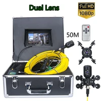 mountainone 7inch ips hd 1080p dual camera lens drain sewer pipeline industrial endoscope pipe inspection video camera 30m 50m